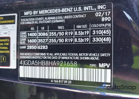 2017 Mercedes-Benz Gle 350 4Matic из США, поврежденный, VIN 4JGDA5HB8HA921658